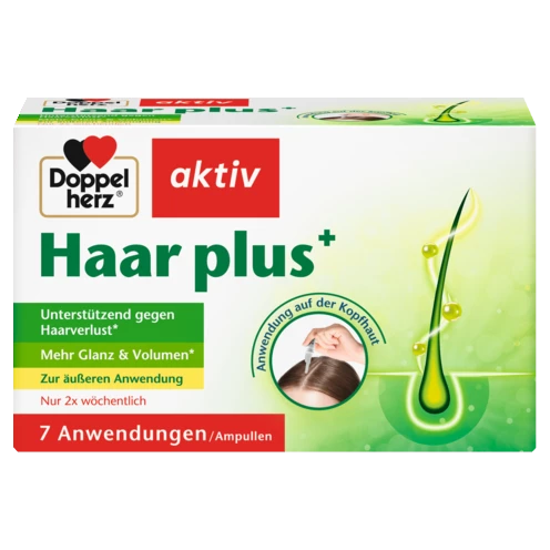 Abbildung der Produktverpackung Doppelherz aktiv Haar plus+ Frontansicht